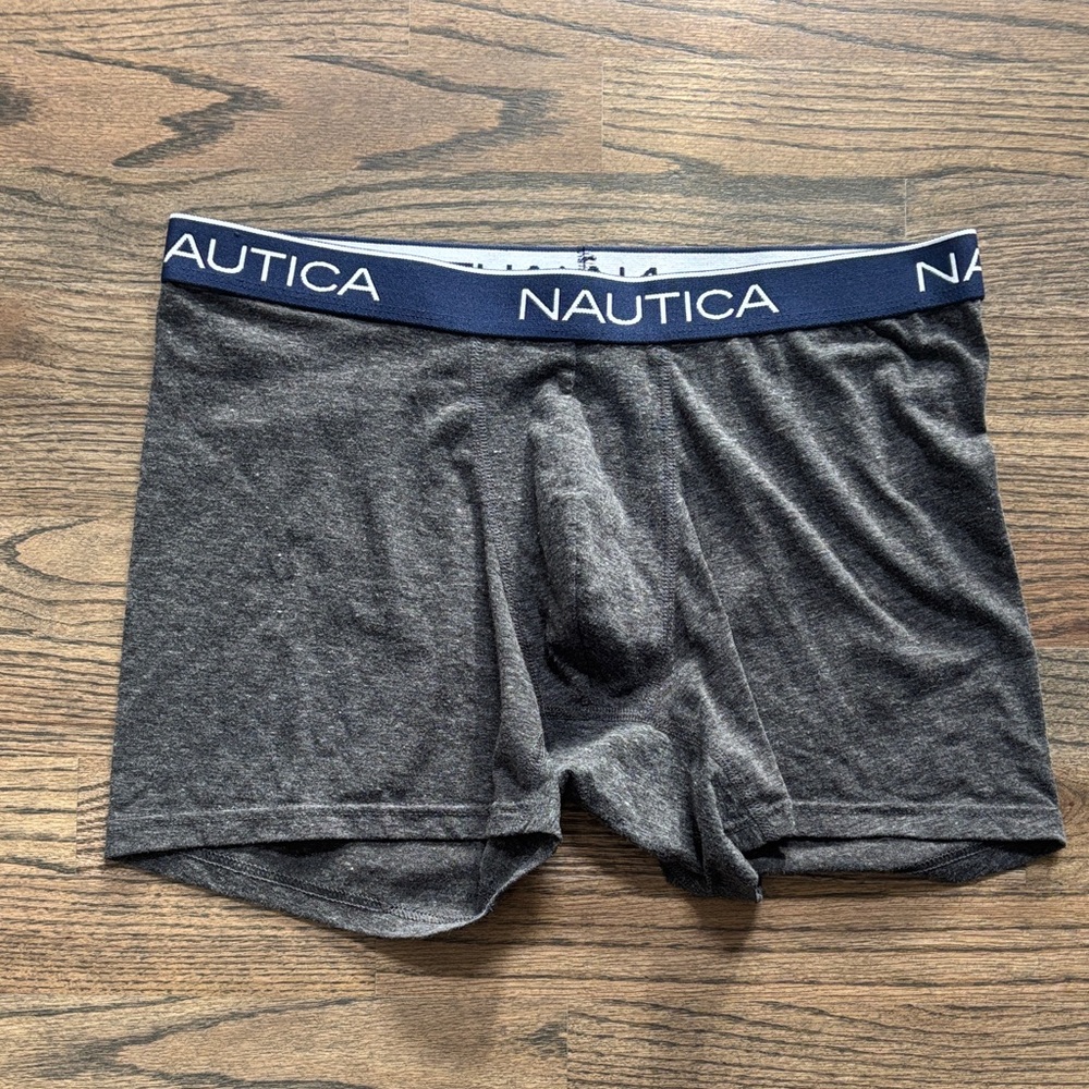NWOT Nautica Charcoal Boxer Briefs with Navy Branded Waistband